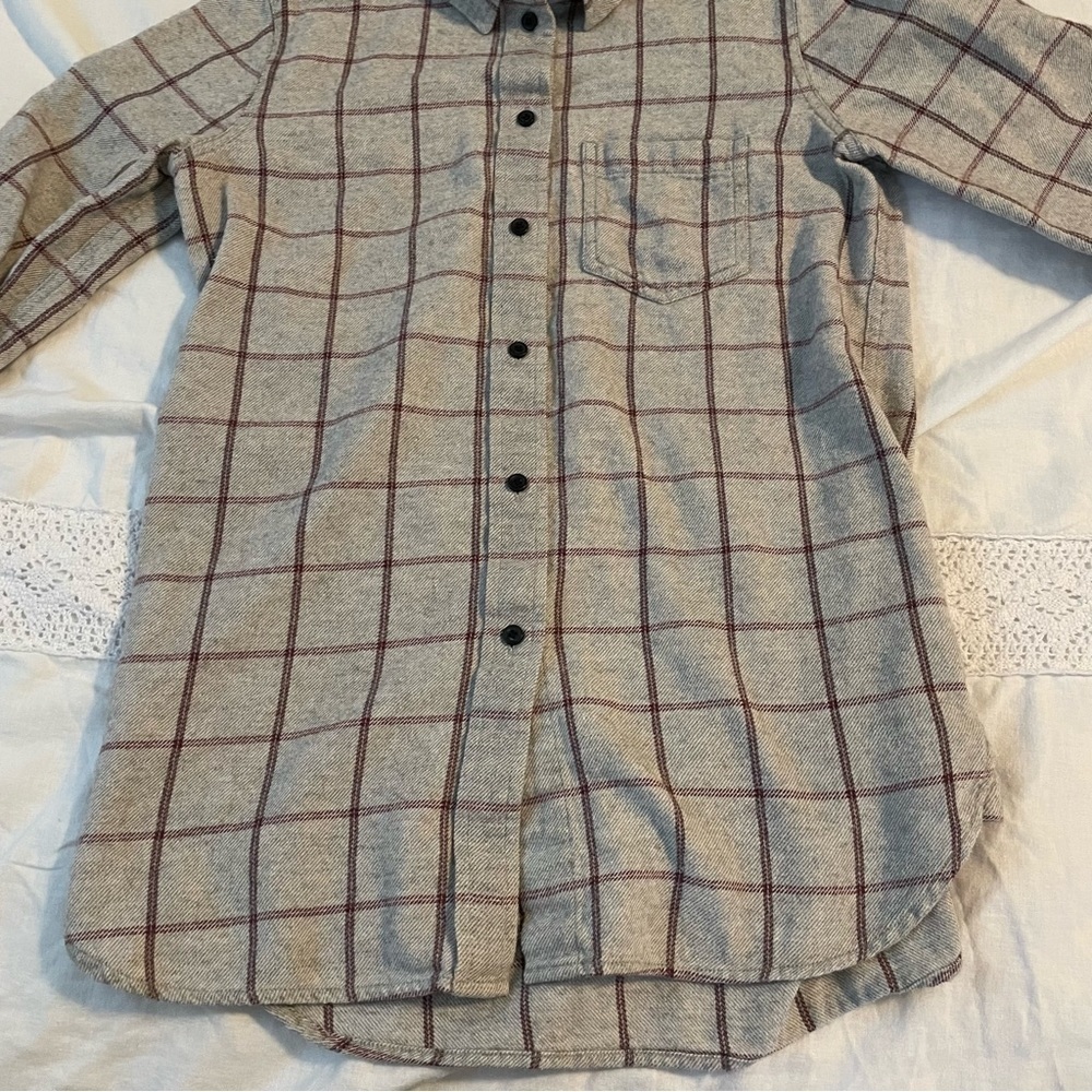 Madewell XS Slim Boyshirt in Slater Plaid E1490 Grey Gray Cotton wool blend - Picture 6 of 7